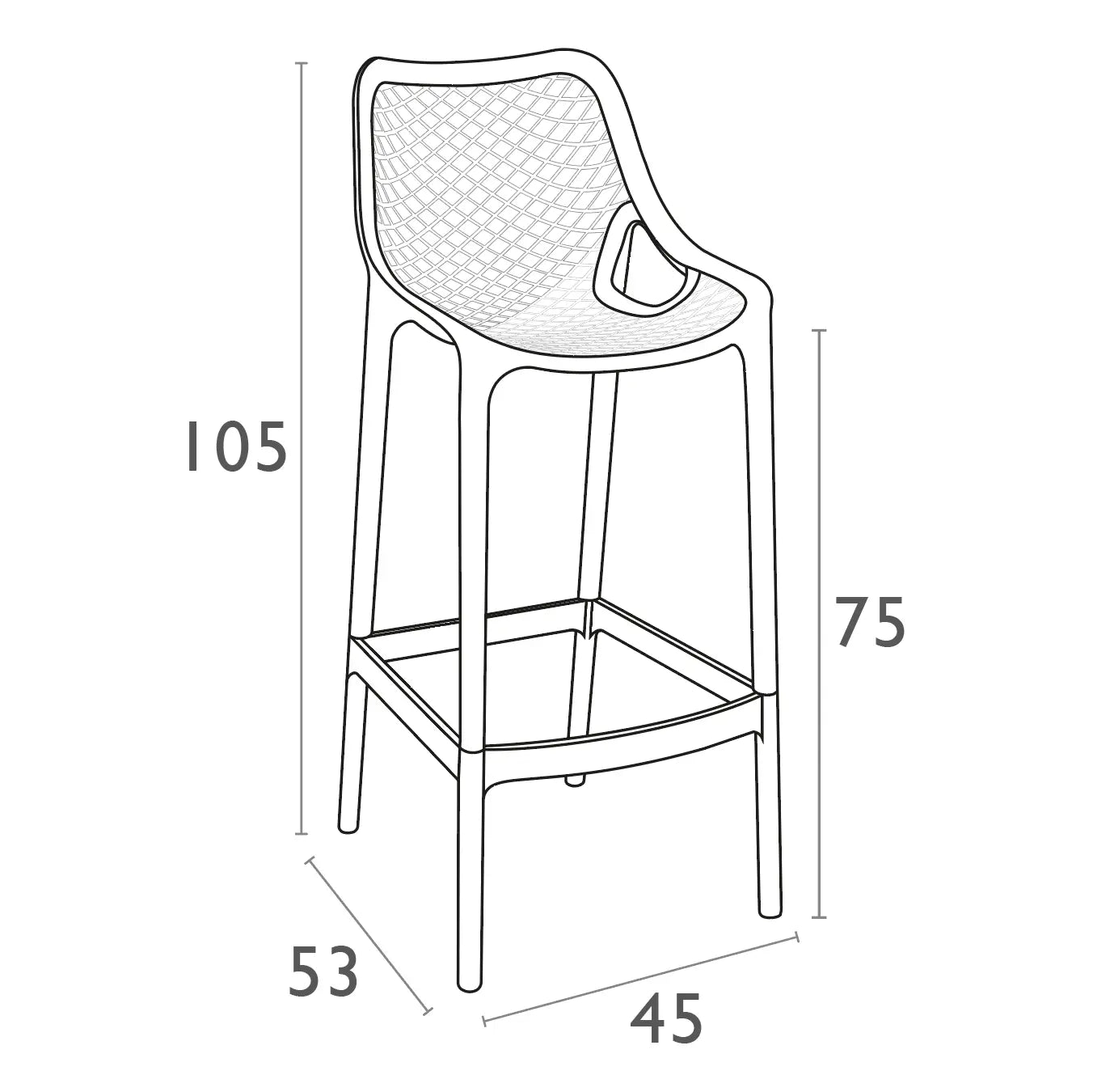 AIR 75 – Tabouret de bar en polypropylène