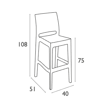 JAMAICA 75 – Tabouret de bar en polypropylène empilable