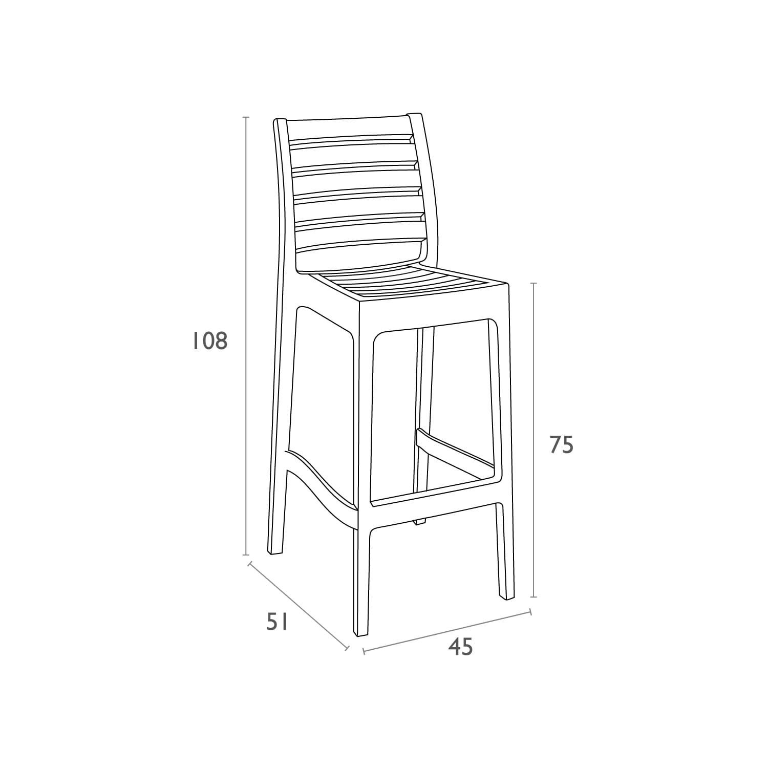 ARES 75 - Tabouret de bar en polypropylène