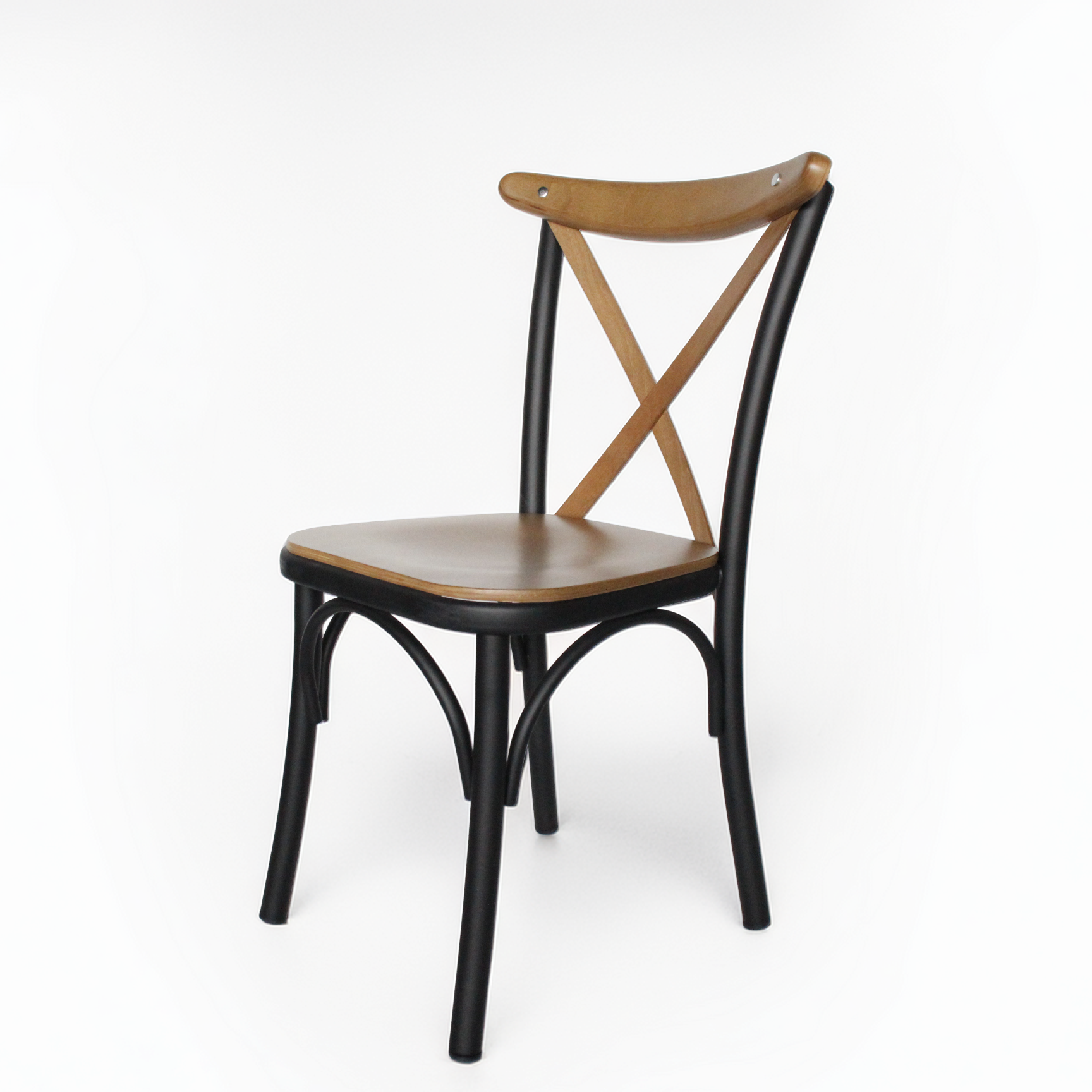 chaise lacroix en bois avec structure métal noir