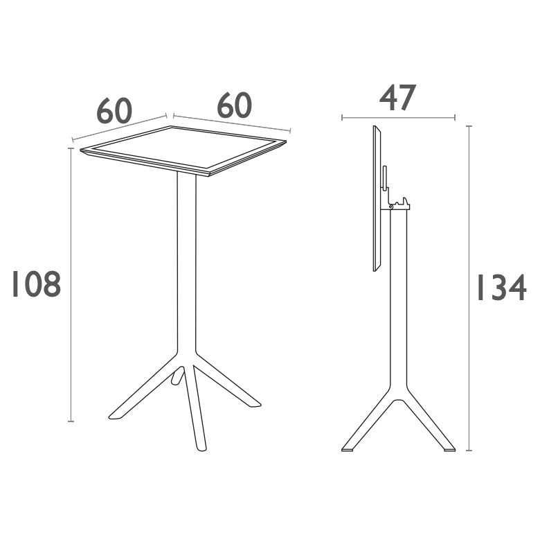 SKY 60x60 BAR - Table en polypropylène rabattable