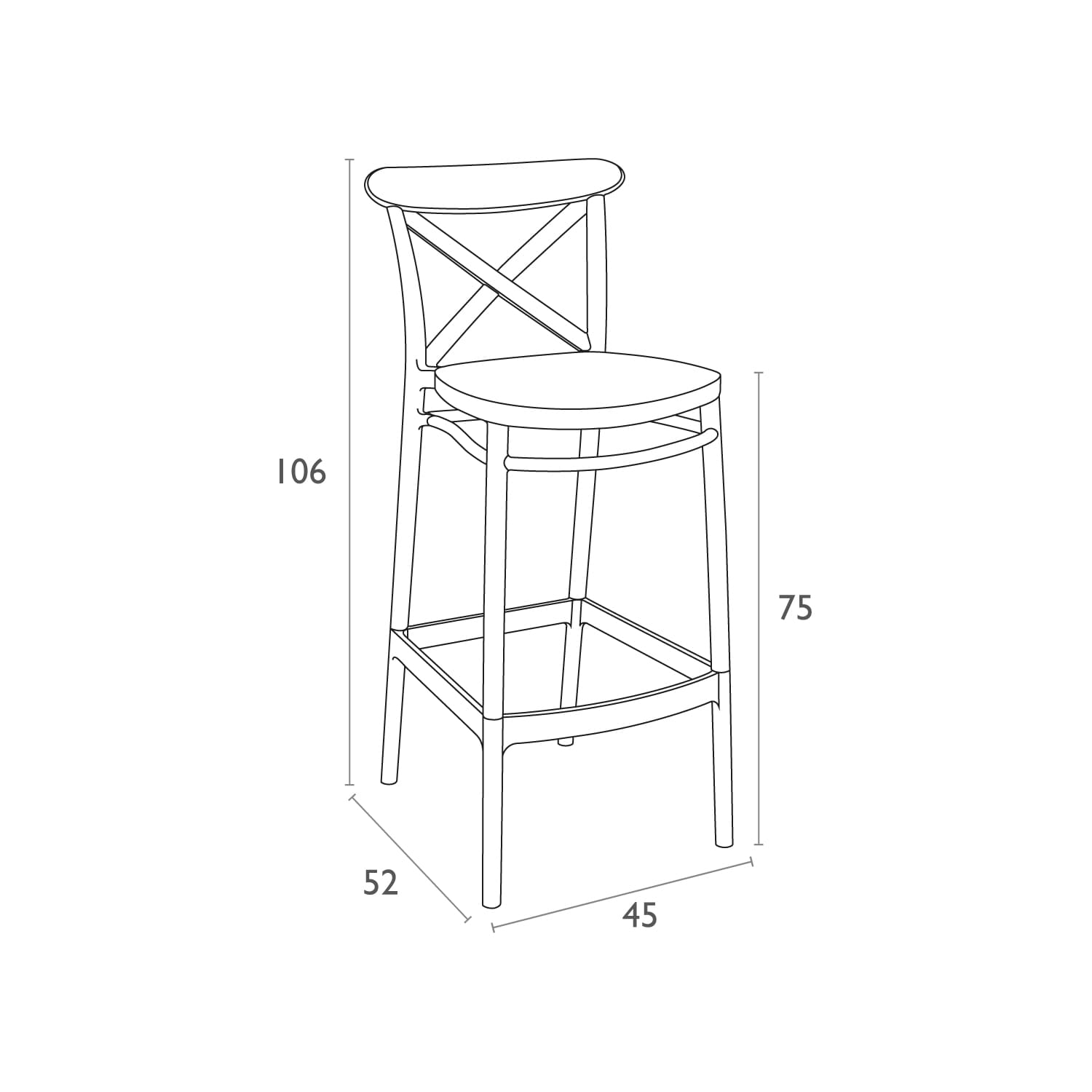 CROSS 75 - Tabouret de bar en polypropylène