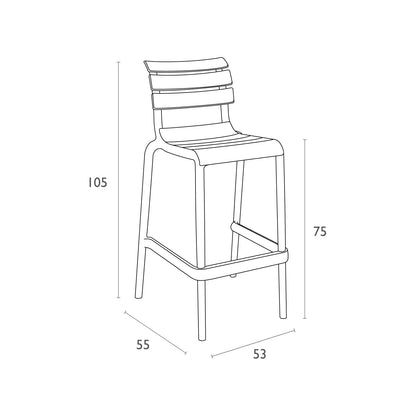 HELEN 75 - Tabouret de bar en polypropylène
