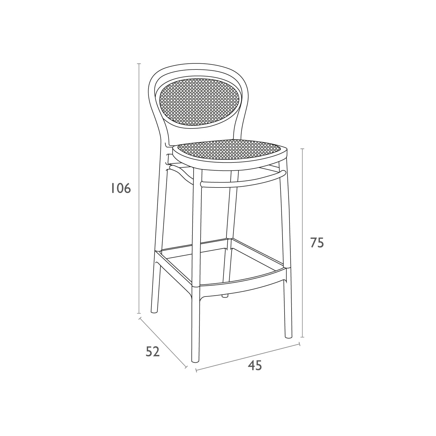 MARCEL 75 - Tabouret de bar en polypropylène