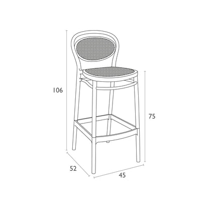 MARCEL 75 - Tabouret de bar en polypropylène