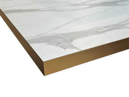 plateau de table ezra effet marbré blanc