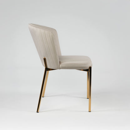 chaise sahra tissu beige pied gold