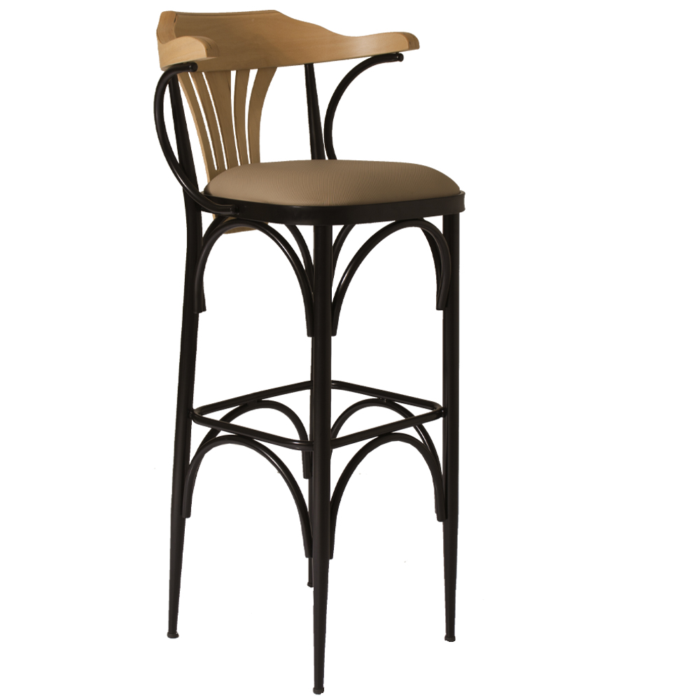 Tabouret De Bar Noelie Métal Noir Et Bois Similicuir