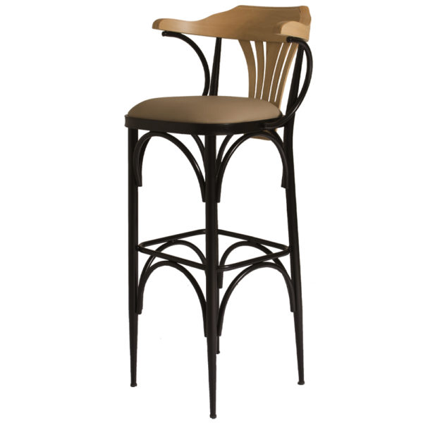 Tabouret De Bar Noelie Métal Noir Et Bois Similicuir